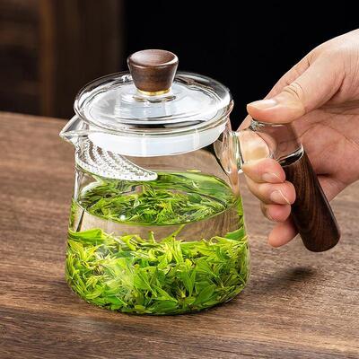 木把玻璃茶壶月牙过滤茶水分离绿茶泡茶器电陶炉煮茶透明功夫茶具