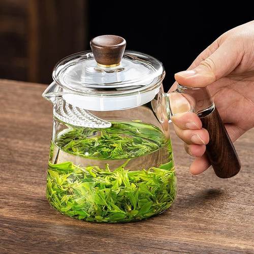 木把玻璃茶壶月牙过滤茶水分离绿茶泡茶器电陶炉煮茶透明功夫茶具