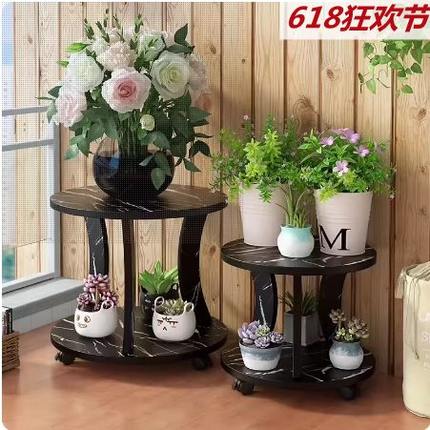 花架子室内家用客厅花盆架阳台养花架实木花架落地式置物架带轮