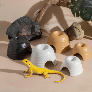 爬宠守宫陶瓷躲避屋石头洞穴饲养箱造景鬃狮蜥蜴蛇角蛙乌龟晒背台