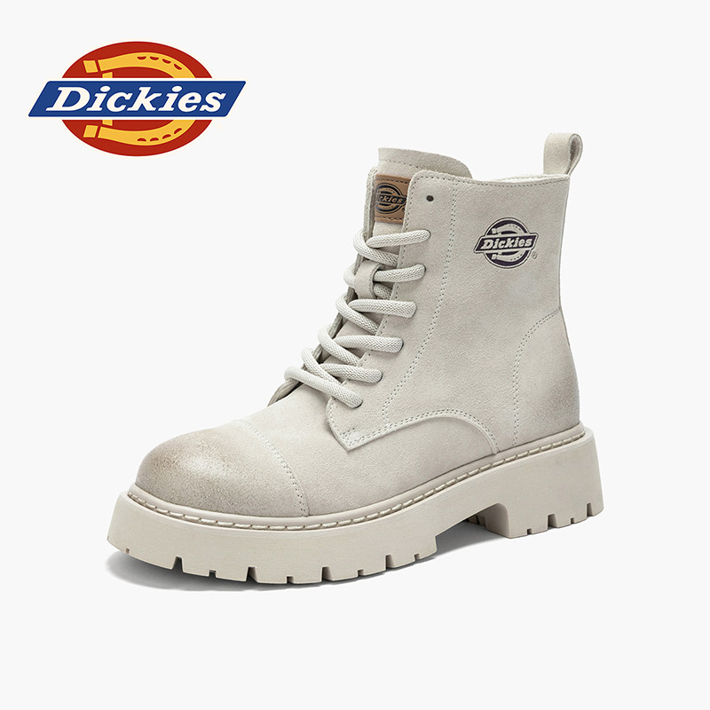 Dickies厚底马丁靴女2025新款冬季配裙子短靴小个子增高工装靴子