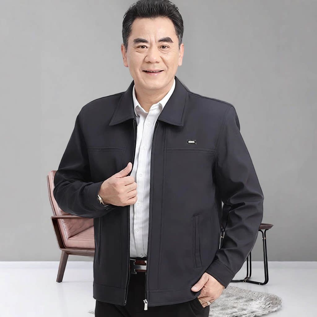 新款爸爸中老年男人秋冬男装外套中年休闲上衣老人夹克衫外穿春秋