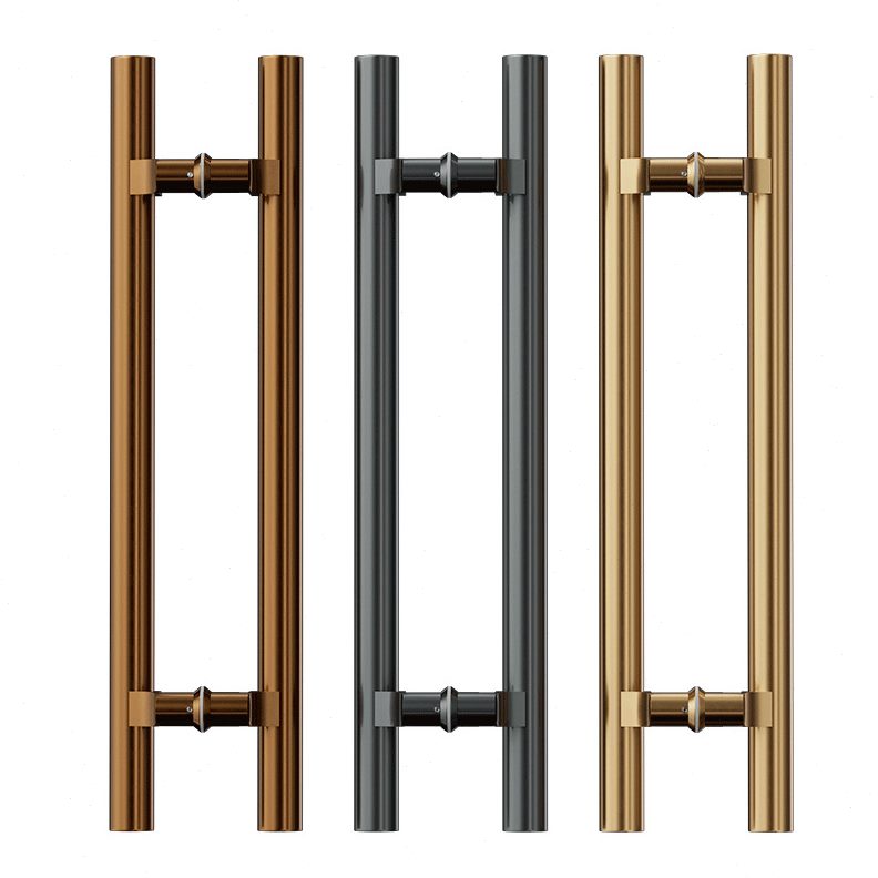 玻璃门拉手不锈钢黑色圆管拐脚钛金大门把手移门有框门鸭舌脚配件