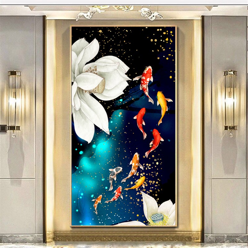 玄关装饰画过f道挂画客厅现代简约装饰画冰晶玻璃竖版画走廊玻璃图片