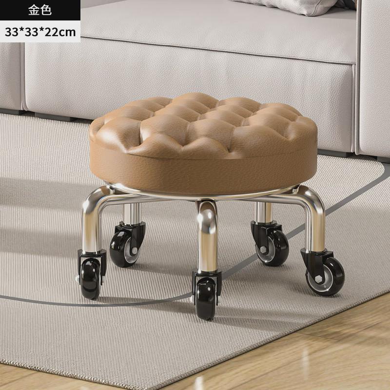 万向轮小凳子小板凳m圆凳家用滑轮矮凳椅子儿童学步美甲矮凳美新