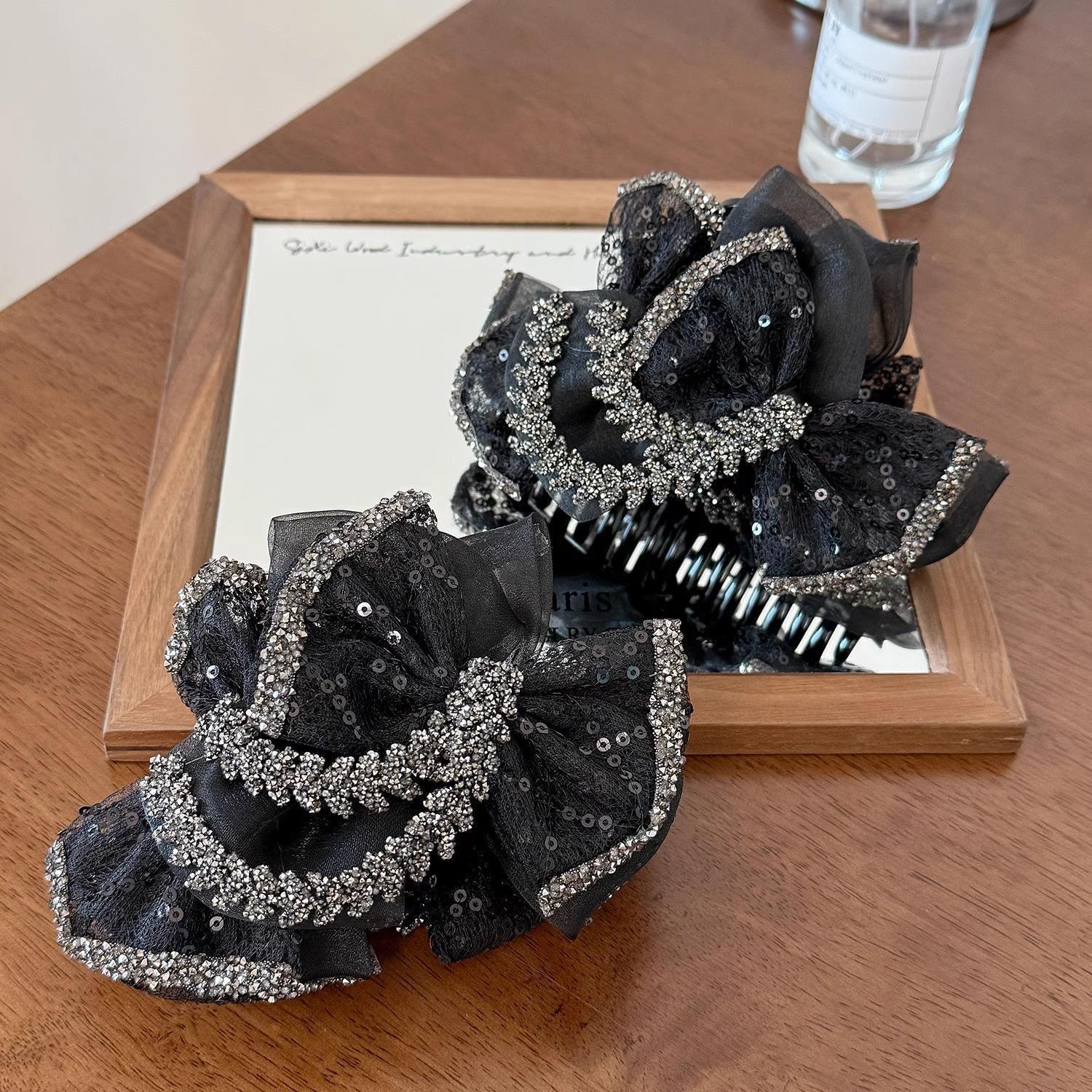 法式轻奢珍珠蝴蝶女2025新款复古小众高级感夹子爆款鲨鱼夹高级