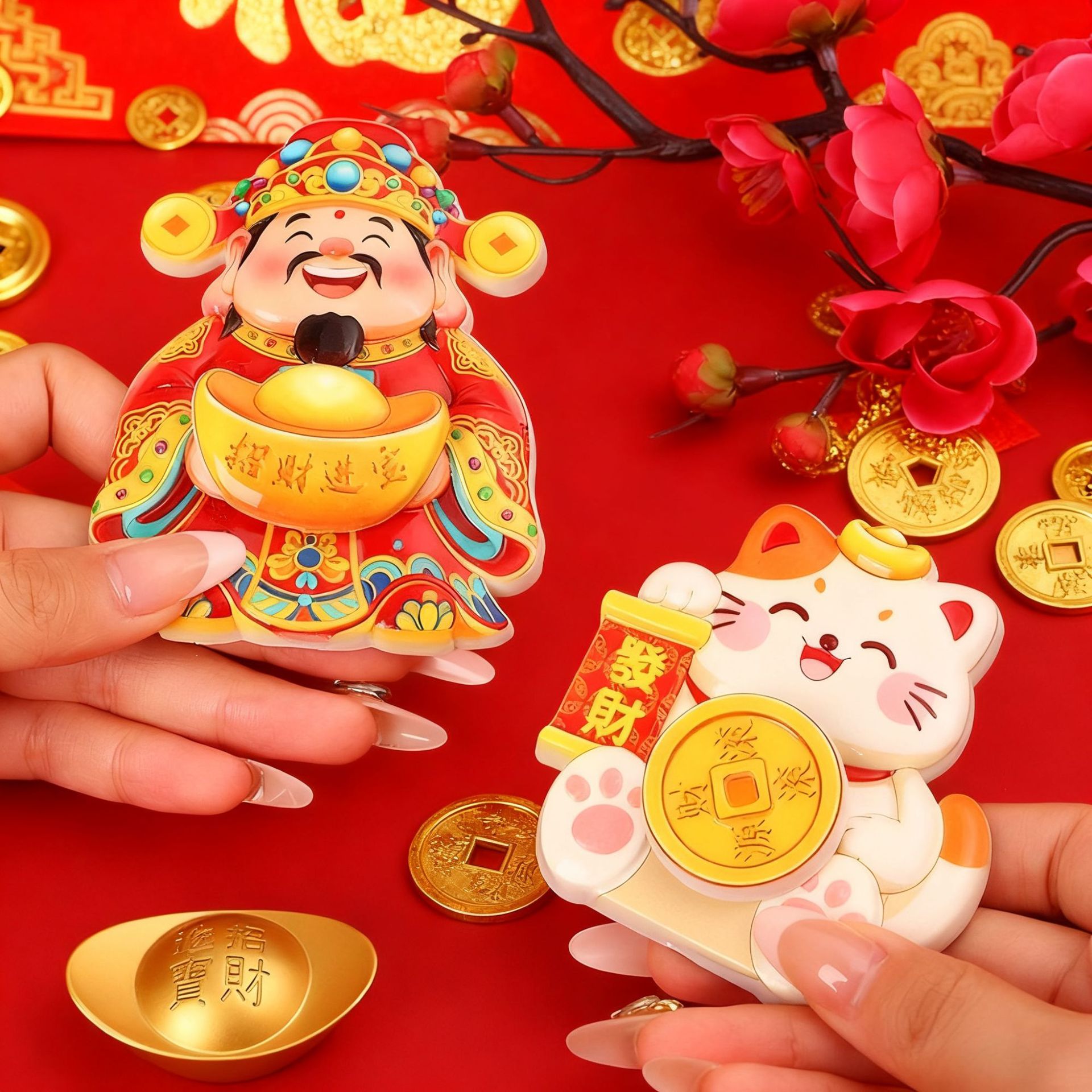 财神冰箱贴磁吸转动财神爷