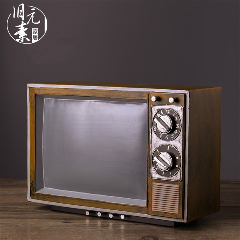 7080年代怀旧老物件老式黑白电视机模型道具酒吧餐厅复古装饰摆件