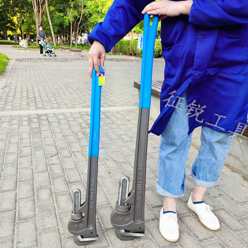 金达大号美式重型管子钳48寸工业级水管钳子36寸水暖钢管万能扳手