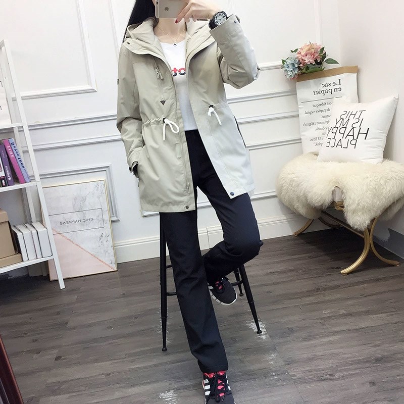 冬季冲锋衣女中长款收腰可拆卸三合一加厚防水防风登山服大码外套
