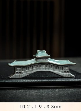 创意陶瓷古建筑廊桥鱼缸装饰微景观假山花盆拱桥沙盘造景设计装饰