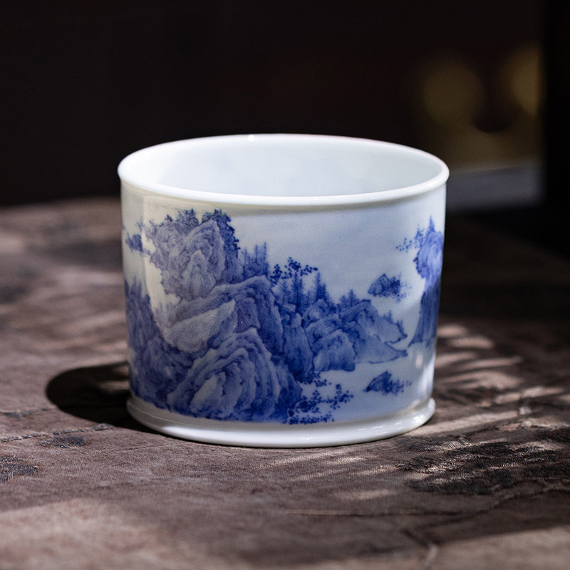 五里雾青花五行 唐垣厚德杯景德镇手绘高端茶具压手杯仿古茶碗