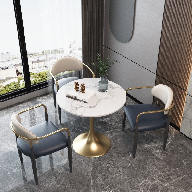轻奢岩板洽谈桌椅组合售v楼处台务商客简约现代休闲阳会网红
