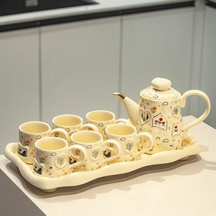 乔迁送礼礼品 创意陶瓷水具茶具小清新轻奢茶壶茶杯喝水杯子套装