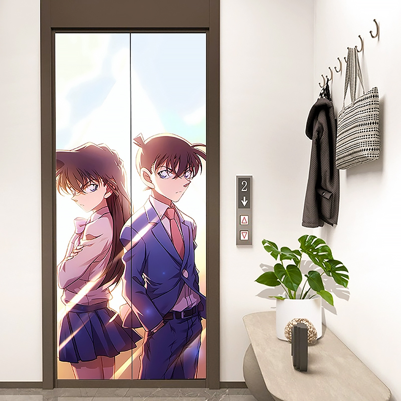 侦探柯南电梯门贴纸卡通美化墙贴