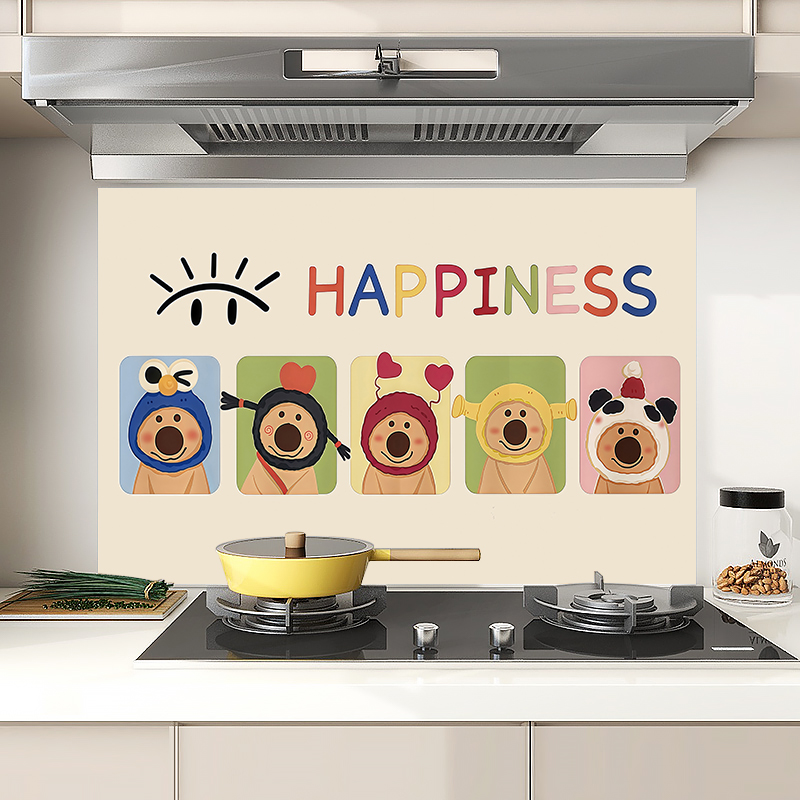 卡通柿子椒熊防油贴纸厨房墙面