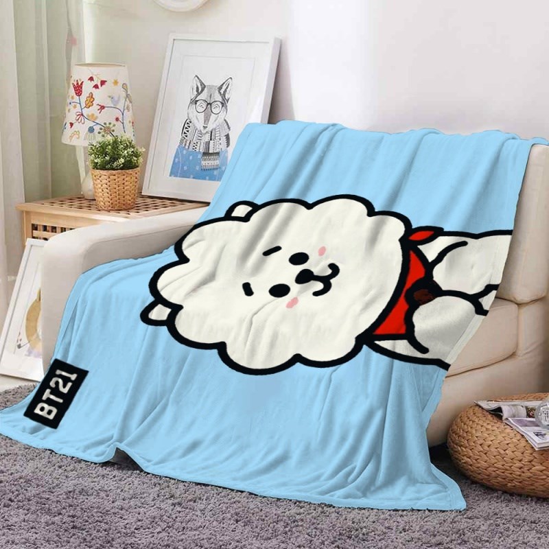 DIY珊瑚绒毯卡通bt21毛毯法兰绒毛毯午睡毯空调毯