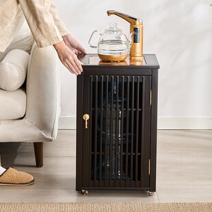 茶水柜简约小茶车实木可移动家用茶台带轮茶桌边柜茶几烧水壶架子