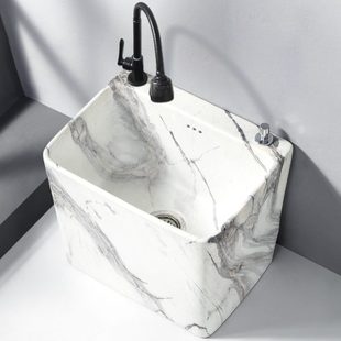 大理石陶瓷纹 家用拖把池北欧轻奢阳台池岩拖布池板纹理墩布落地式