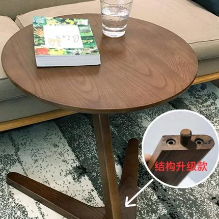 移动圆桌小茶几客厅白阳台边木茶桌边几桌实木沙发角几蜡桌子圆形
