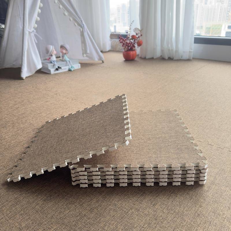 日式棉麻地毯卧室拼接泡沬地垫儿童榻榻米房间家用可擦洗地板垫子