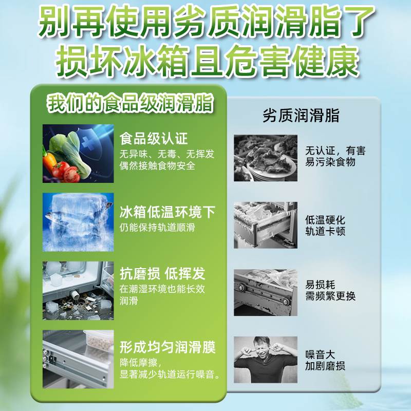 冰箱滑轨润滑脂铰炼轨道专用润滑油冰淇淋机咖啡机用食品级润滑剂