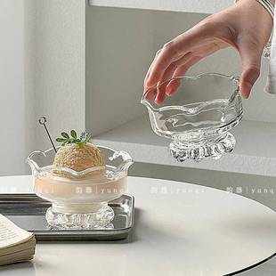 ins风玻璃碗冰花雪糕碗甜品碗水果冰淇淋碗家用酸奶果冻碗 韵器