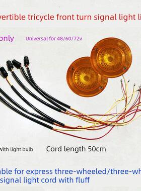 三轮车灯转向灯线灯座灯泡罩12V48V60V转向灯摩托车插头灯泡高亮