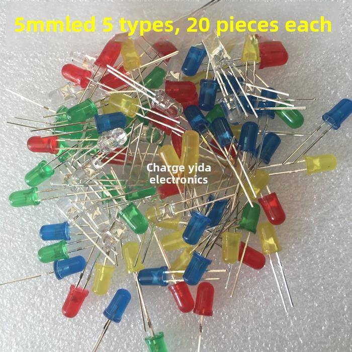 5毫米Led灯泡，发光二极管，Led组件包，红，绿，黄，蓝，白，5种