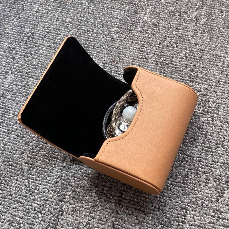 真皮收纳包有线耳机收纳盒数据线整理盒入耳式耳塞抗压牛皮小盒