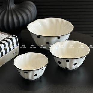 艺梦 陶瓷好看家用釉下彩高颜值潮州餐具 波点花边米饭碗面碗