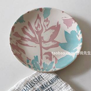 油画莫奈法式 白桃先生 陶瓷餐具ins风水果甜品早餐家用女生盘子