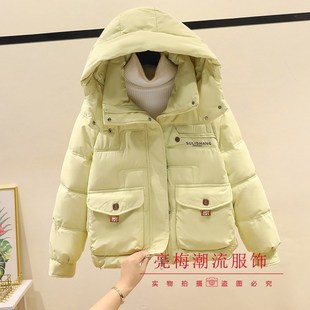 連帽韓版 2024冬季 短款 面包服女休閑寬松大Q碼 新款 保暖棉衣棉服棉