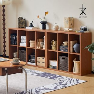 书架落地客厅展示架书柜一体收纳组合格子柜矮柜家用八格柜置物架