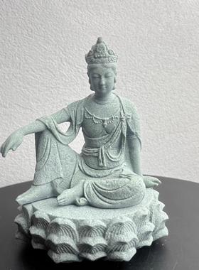 禅意莲花底座鱼缸造景水池沉底摆件客厅玄关装饰送礼茶杯托