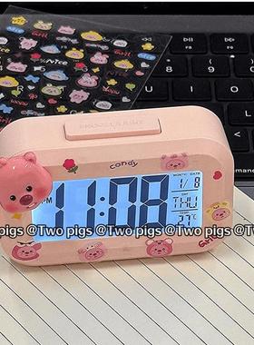 可爱loopy闹钟夜光床头时钟学生宿舍多功能桌面台钟儿童少女创意