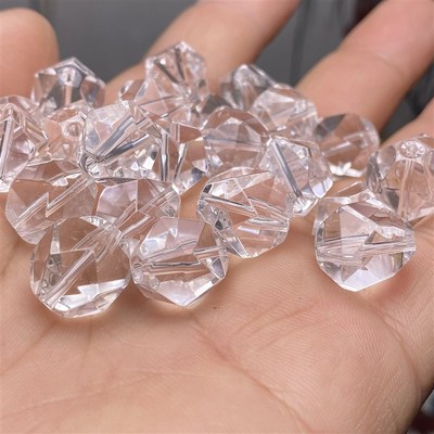 天然白水晶多切面随行刻面隔珠隔片手链手串项链diy饰品配件配饰