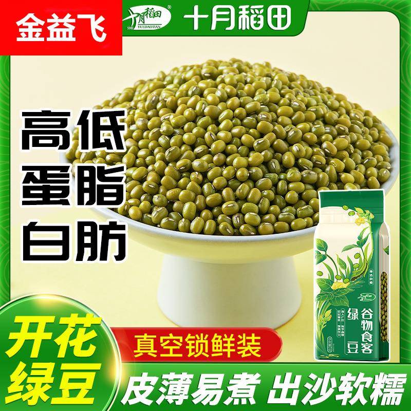 十月稻田 绿豆1斤2斤5斤开花绿豆粥易煮出沙易熟绿豆汤绿豆糕