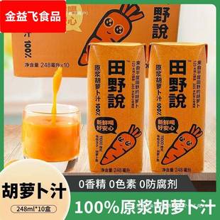 田野说原浆胡萝卜汁纯果蔬汁 瓶蔬菜汁儿童饮料饮品