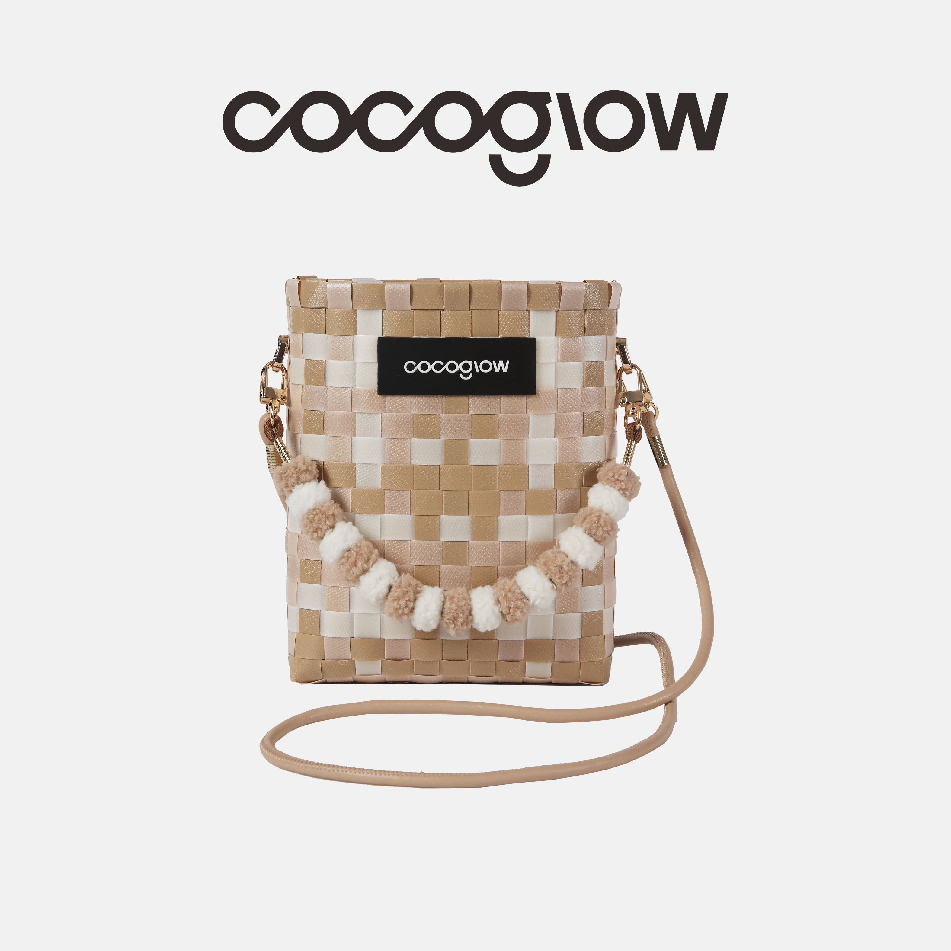 cocoglow复古圣诞系列菜篮子斜挎包女手工编织包女迷你托特包图片