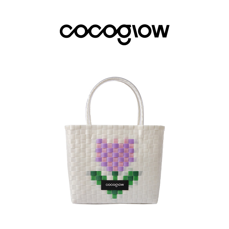 cocoglow26新款插画花花日杂系列手工编织包手提包通勤度假包包图片