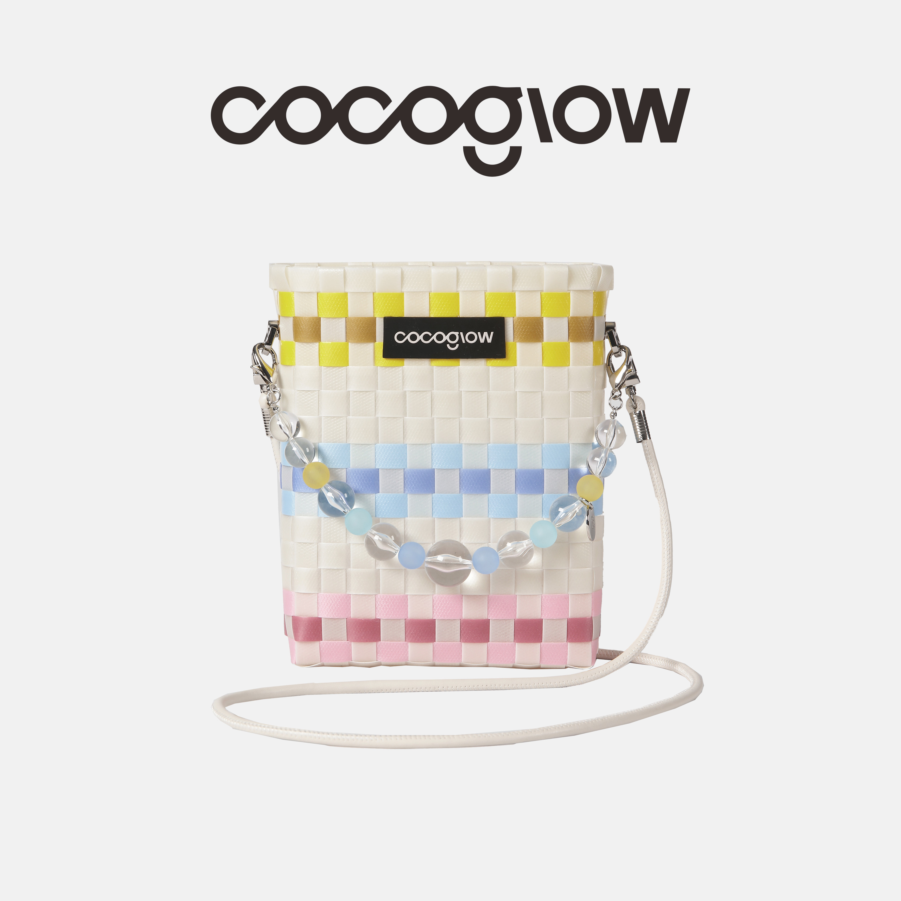 cocoglow春日系列斜挎包女编织包夏日迷你手提包通勤手工托特包