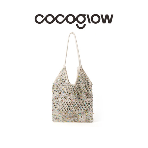 【明星同款】cocoglow细闪钩针编织包休闲度假包包泰国小众托特包