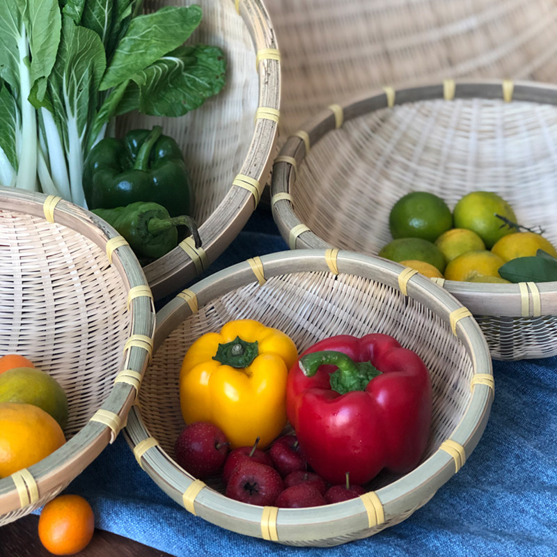 沥水篮竹编淘米圆筐家用洗菜篮水果篮手工晾晒簸箕竹箩筐竹制品,特色手工艺,竹编/竹雕,淘宝优惠券,粉丝福利购,淘宝优惠卷