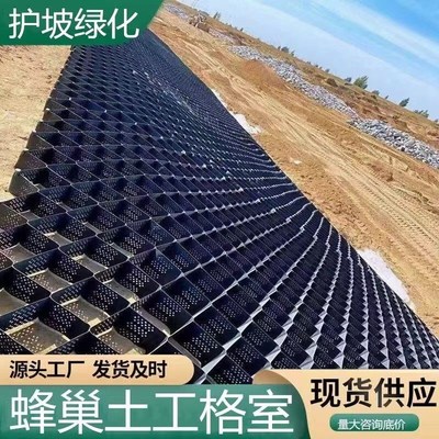 蜂巢土工格室高强格栅路基护坡稳固排水防护加固河道边坡网格塑料