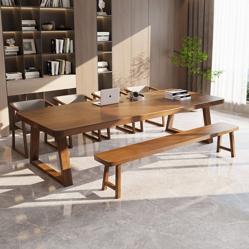 黑胡桃木高档实木书桌客厅餐桌家用学习办公桌卧室长条桌工作台