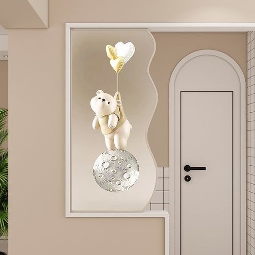 奶油风入户正对门卫生间干湿分离洗漱台半墙隔断艺术磨砂玻璃屏风