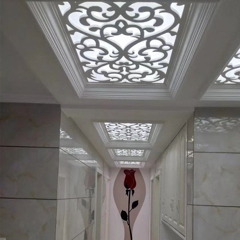 吊顶雕花板镂空花格PVC隔断中式装饰客厅背景墙过道玄关屏风通花