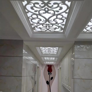 吊顶雕花板镂空花格PVC隔断中式 饰客厅背景墙过道玄关屏风通花 装