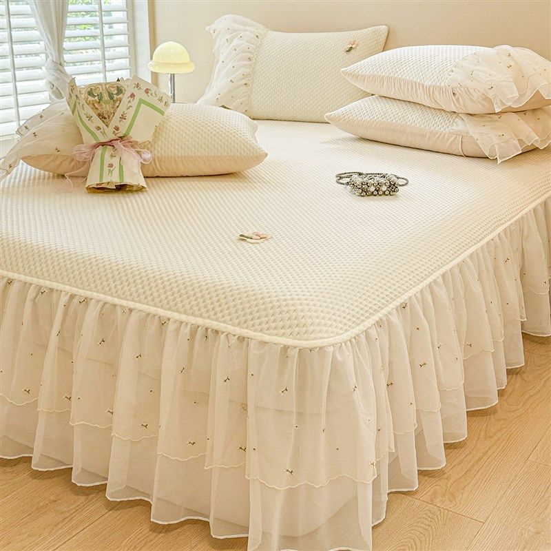 夏季凉感A类冰丝凉席三件套床裙款花边冰豆豆空调软席垫子可机洗,床上用品,冰丝席,淘宝优惠券,粉丝福利购,淘宝优惠卷